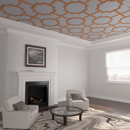 Ekena Millwork 66 56W x 66 56H x 14T Large Bradley Decorative Fretwork Wood Ceiling Panels, Cherry CELW67X67X0250BRDCH